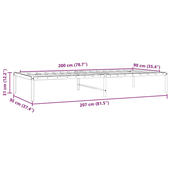 Cadru pat metalic, alb, 90x200 cm - WALTI WALTI