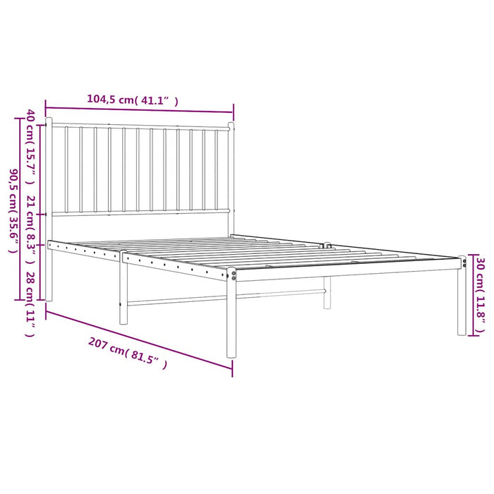 Cadru de pat din metal cu tăblie, alb, 100x200 cm - WALTI WALTI