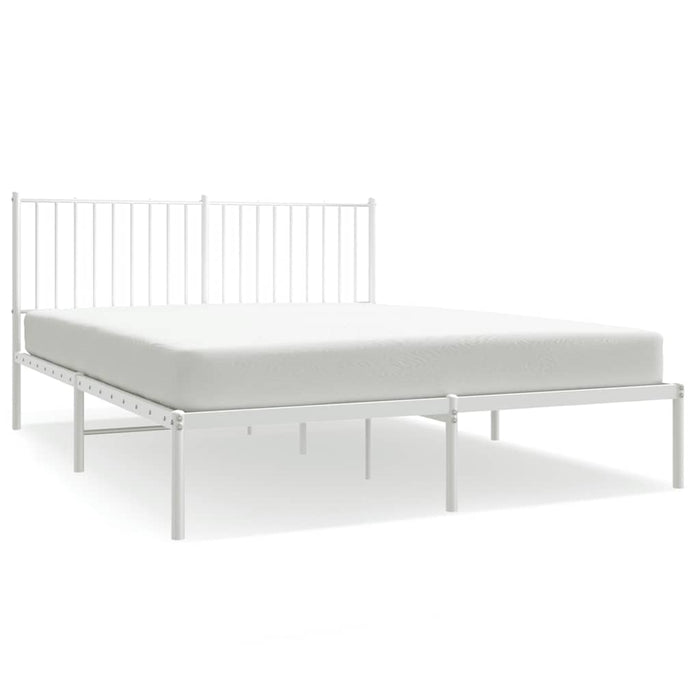 Cadru de pat metalic cu tăblie, alb, 150x200 cm WALTI