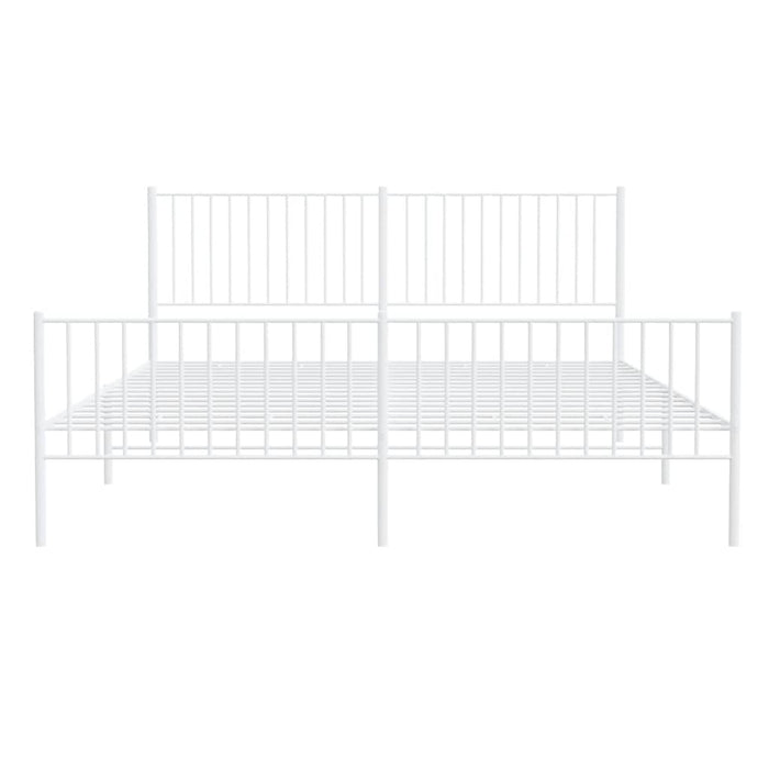 Cadru de pat metalic cu tăblie de cap/picioare, alb, 183x213 cm - WALTI WALTI
