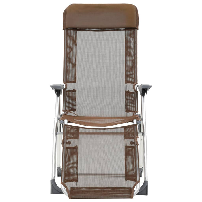 Scaune camping pliante cu suport picioare 2 buc. maro textilenă WALTI