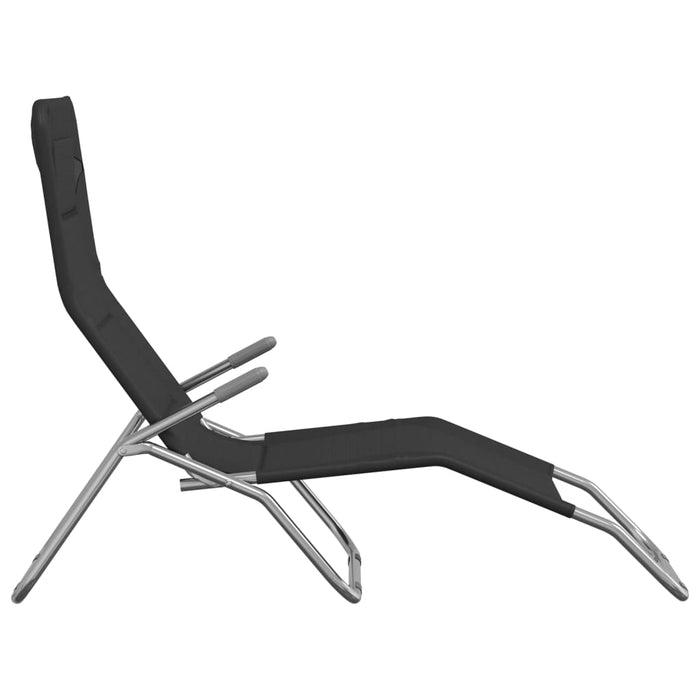 Șezlong pliant 2 buc. negru textilenă/oțel vopsit electrostatic WALTI