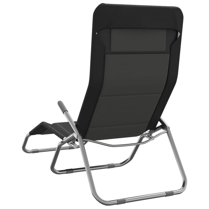 Șezlong pliant 2 buc. negru textilenă/oțel vopsit electrostatic WALTI