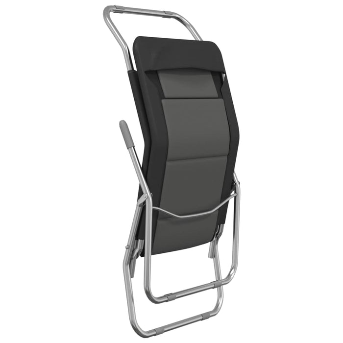 Șezlong pliant 2 buc. negru textilenă/oțel vopsit electrostatic WALTI
