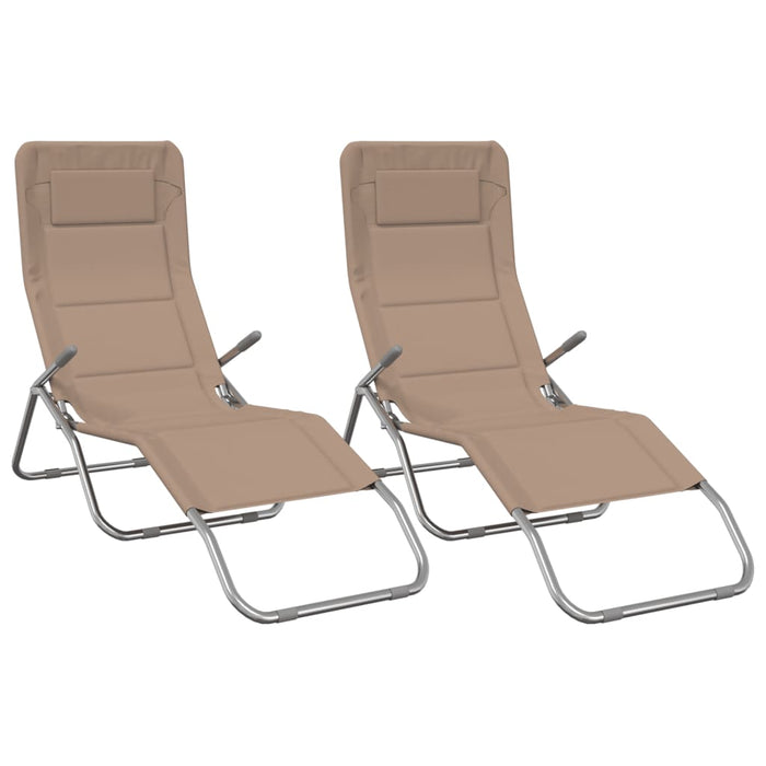 Șezlong pliant 2 buc. taupe textilenă/oțel vopsit electrostatic WALTI