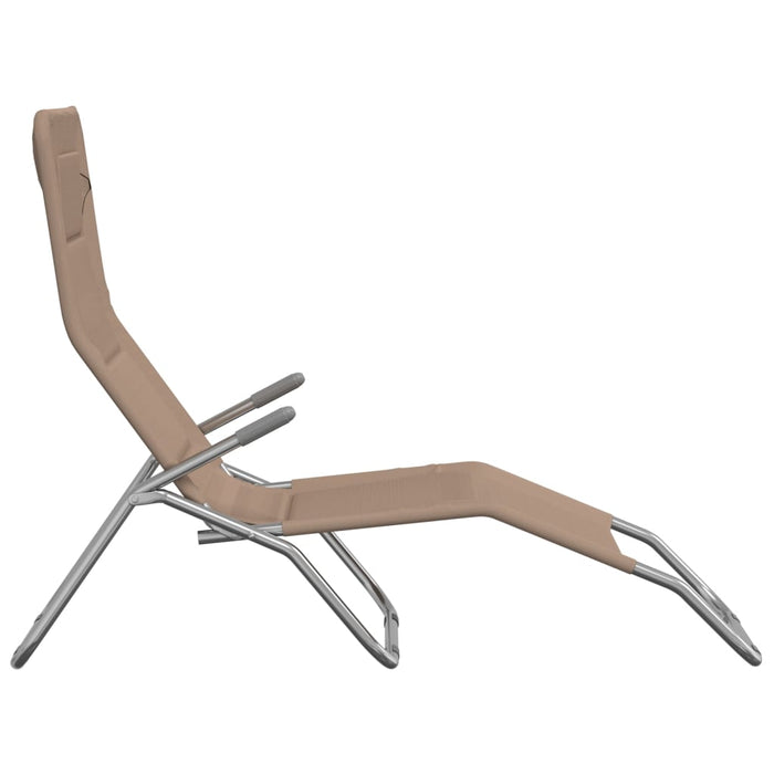 Șezlong pliant 2 buc. taupe textilenă/oțel vopsit electrostatic WALTI