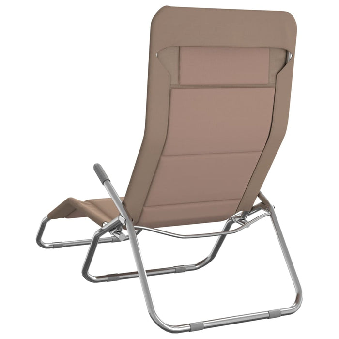 Șezlong pliant 2 buc. taupe textilenă/oțel vopsit electrostatic WALTI