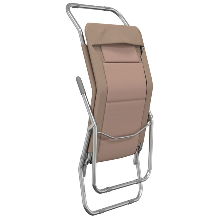 Șezlong pliant 2 buc. taupe textilenă/oțel vopsit electrostatic WALTI