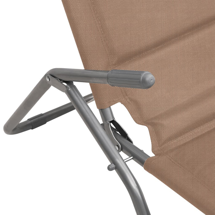 Șezlong pliant 2 buc. taupe textilenă/oțel vopsit electrostatic WALTI