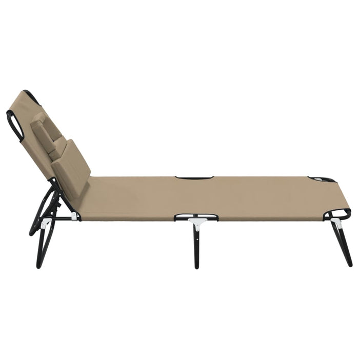 Șezlong pliant taupe textil Oxford&oțel vopsit electrostatic - WALTI WALTI
