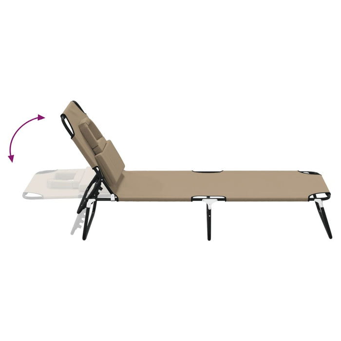 Șezlong pliant taupe textil Oxford&oțel vopsit electrostatic - WALTI WALTI