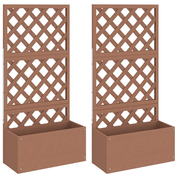 Jardiniere cu spalier, 2 buc., maro, 65x33x135 cm, WPC WALTI