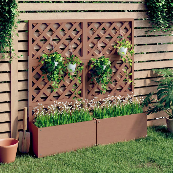 Jardiniere cu spalier, 2 buc., maro, 65x33x135 cm, WPC WALTI