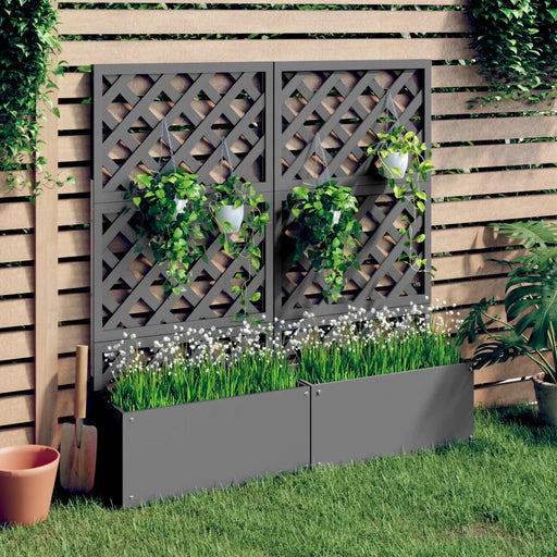 Jardiniere cu spalier, 2 buc., gri, 65x33x135 cm, WPC - WALTI WALTI