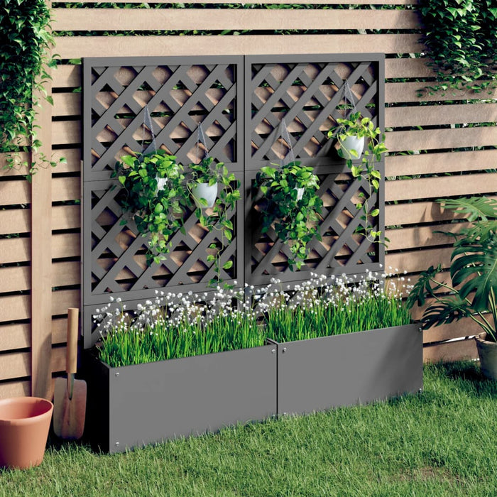 Jardiniere cu spalier, 2 buc., gri, 65x33x135 cm, WPC - WALTI WALTI