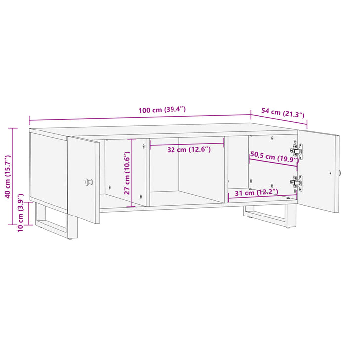 Măsuță de cafea 100x54x40 cm lemn masiv reciclat/lemn prelucrat - WALTI WALTI
