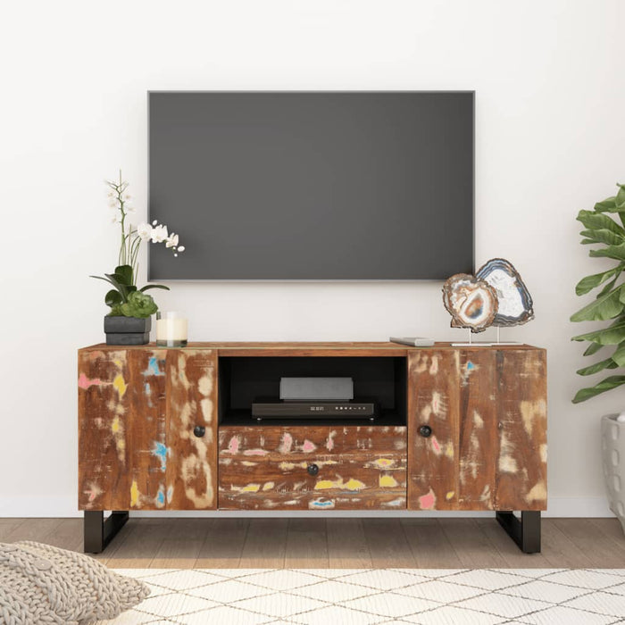 Dulap TV, 105x33,5x46 cm, lemn masiv reciclat&lemn prelucrat - WALTI WALTI