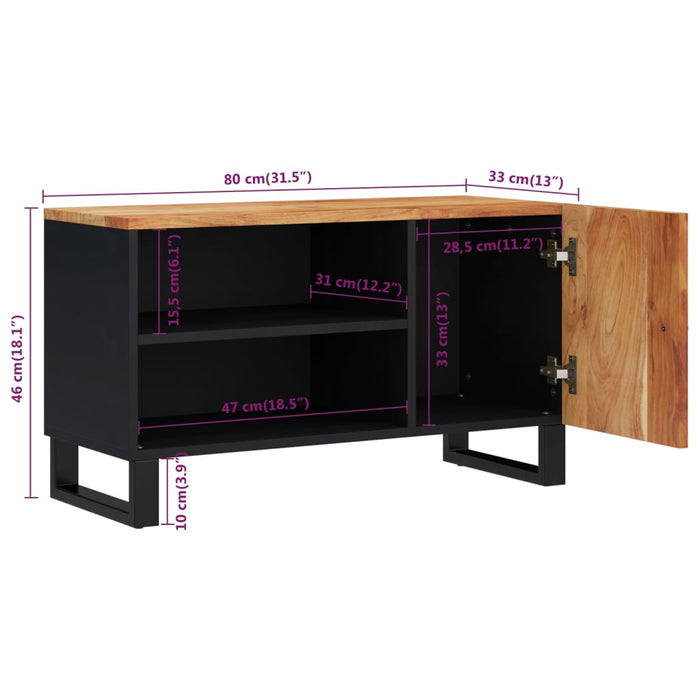 Dulap TV, 80x33x46 cm, lemn masiv de acacia&lemn prelucrat - WALTI WALTI