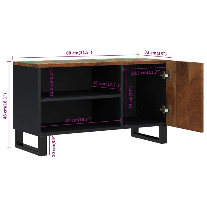 Dulap TV, 80x33x46 cm, lemn masiv reciclat&lemn prelucrat - WALTI WALTI