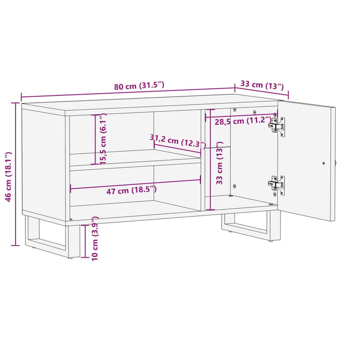 Dulap TV, 80x33x46 cm, lemn masiv reciclat&lemn prelucrat - WALTI WALTI