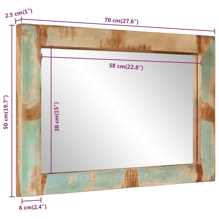 Oglindă, 70x50 cm, lemn masiv reciclat și sticlă - WALTI WALTI