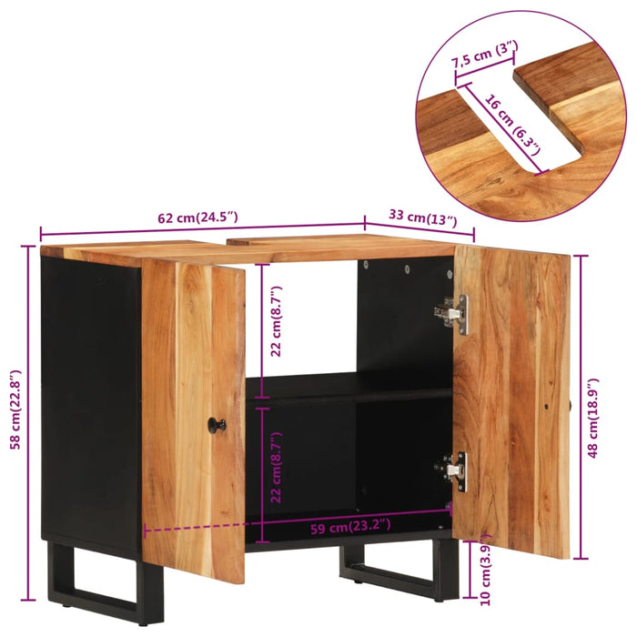 Dulap de chiuvetă 62x33x58 cm lemn masiv acacia & lemn compozit - WALTI WALTI