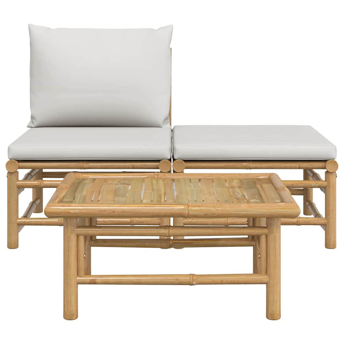 Set mobilier de grădină cu perne gri deschis, 3 piese, bambus - WALTI WALTI