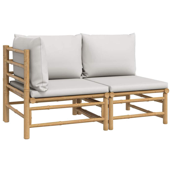Set mobilier de grădină cu perne gri deschis, 2 piese, bambus - WALTI WALTI