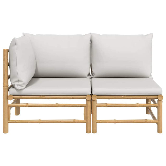 Set mobilier de grădină cu perne gri deschis, 2 piese, bambus - WALTI WALTI