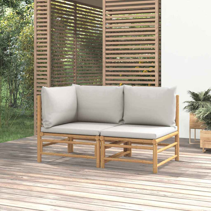 Set mobilier de grădină cu perne gri deschis, 2 piese, bambus - WALTI WALTI