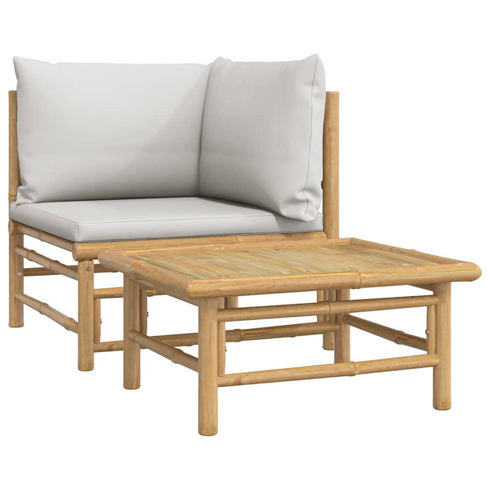 Set mobilier de grădină cu perne gri deschis, 2 piese, bambus - WALTI WALTI