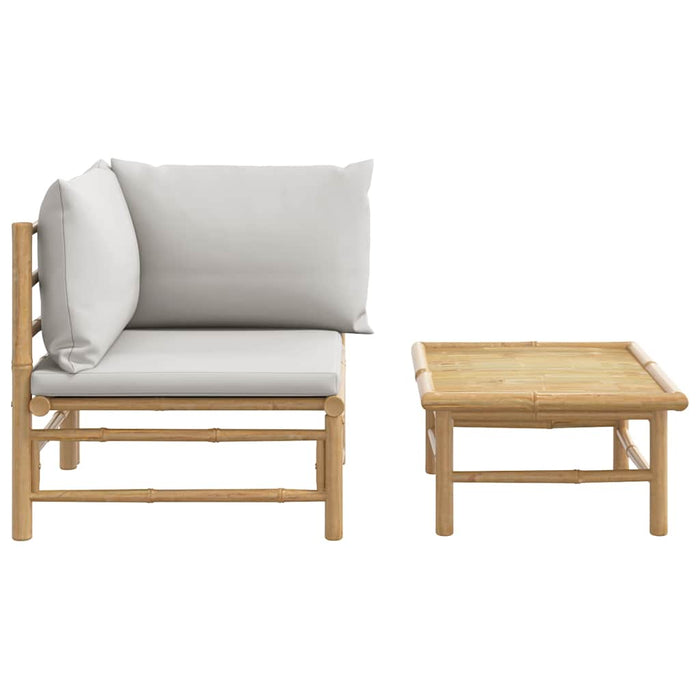 Set mobilier de grădină cu perne gri deschis, 2 piese, bambus - WALTI WALTI