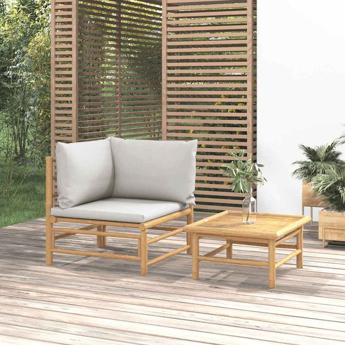 Set mobilier de grădină cu perne gri deschis, 2 piese, bambus - WALTI WALTI