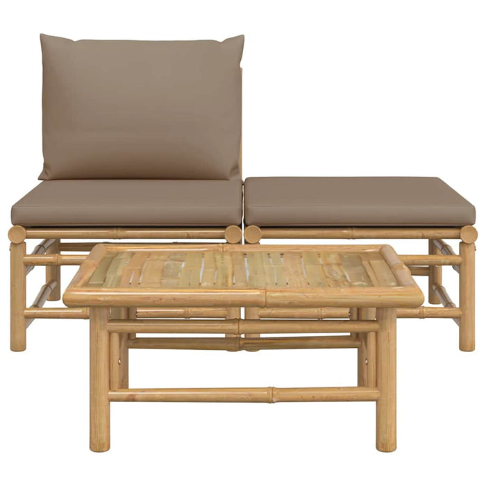 Set mobilier de grădină cu perne gri taupe, 3 piese, bambus - WALTI WALTI