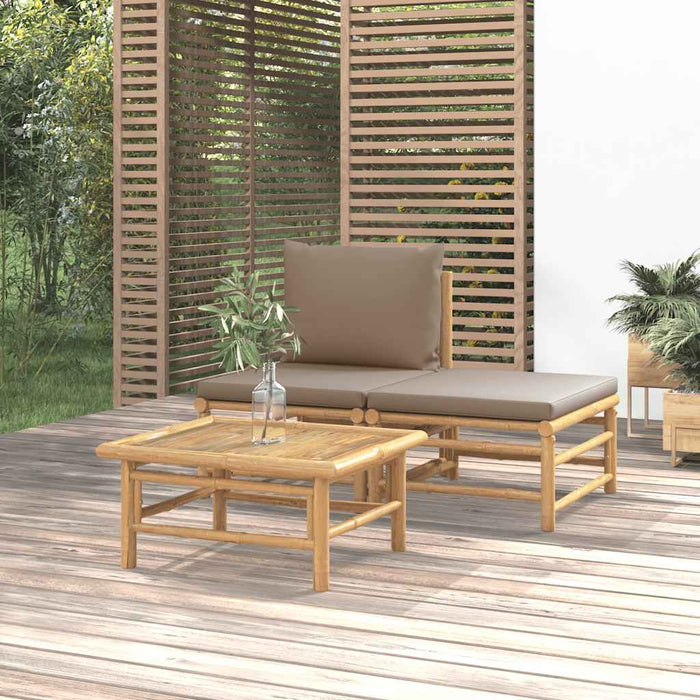 Set mobilier de grădină cu perne gri taupe, 3 piese, bambus - WALTI WALTI