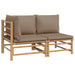 Set mobilier de grădină cu perne gri taupe, 2 piese, bambus - WALTI WALTI