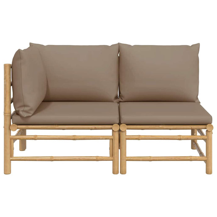 Set mobilier de grădină cu perne gri taupe, 2 piese, bambus - WALTI WALTI