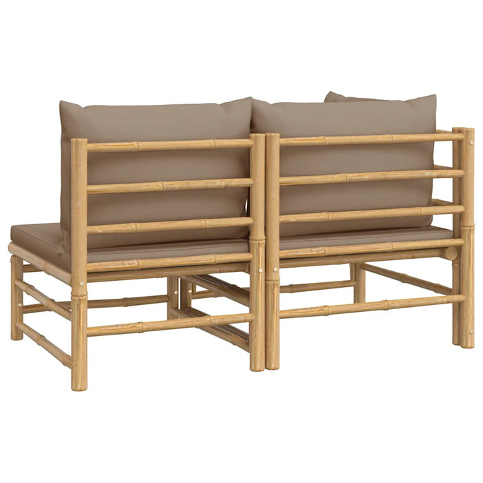 Set mobilier de grădină cu perne gri taupe, 2 piese, bambus - WALTI WALTI
