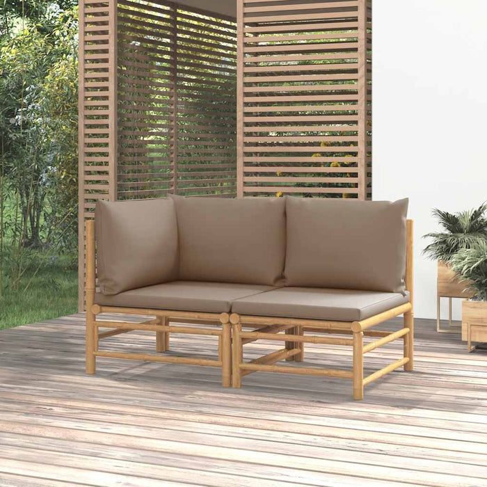 Set mobilier de grădină cu perne gri taupe, 2 piese, bambus - WALTI WALTI