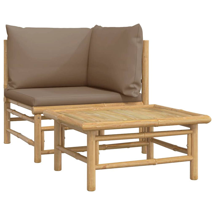 Set mobilier de grădină cu perne gri taupe, 2 piese, bambus - WALTI WALTI