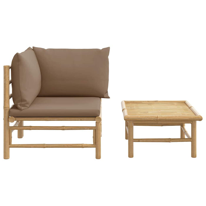 Set mobilier de grădină cu perne gri taupe, 2 piese, bambus - WALTI WALTI