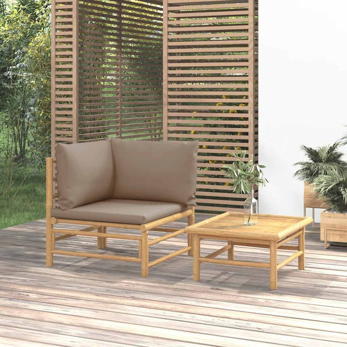 Set mobilier de grădină cu perne gri taupe, 2 piese, bambus - WALTI WALTI