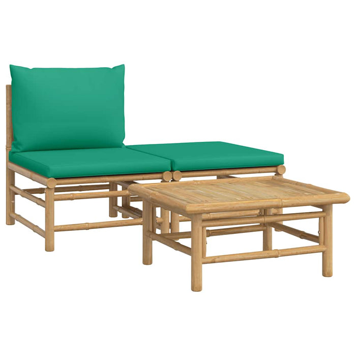Set mobilier de grădină cu perne verzi, 3 piese, bambus - WALTI WALTI