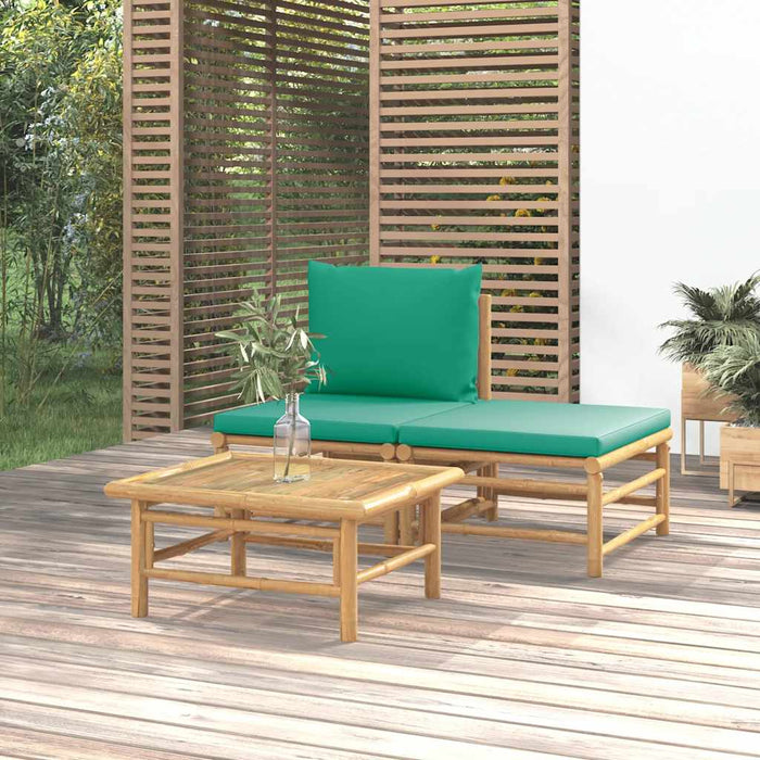 Set mobilier de grădină cu perne verzi, 3 piese, bambus - WALTI WALTI