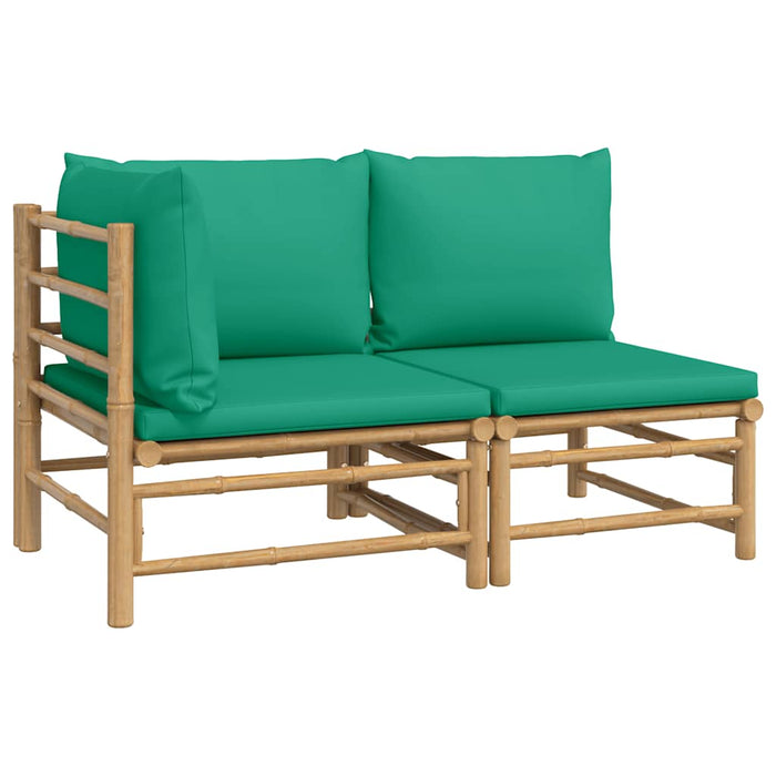 Set mobilier de grădină cu perne verzi, 2 piese, bambus - WALTI WALTI