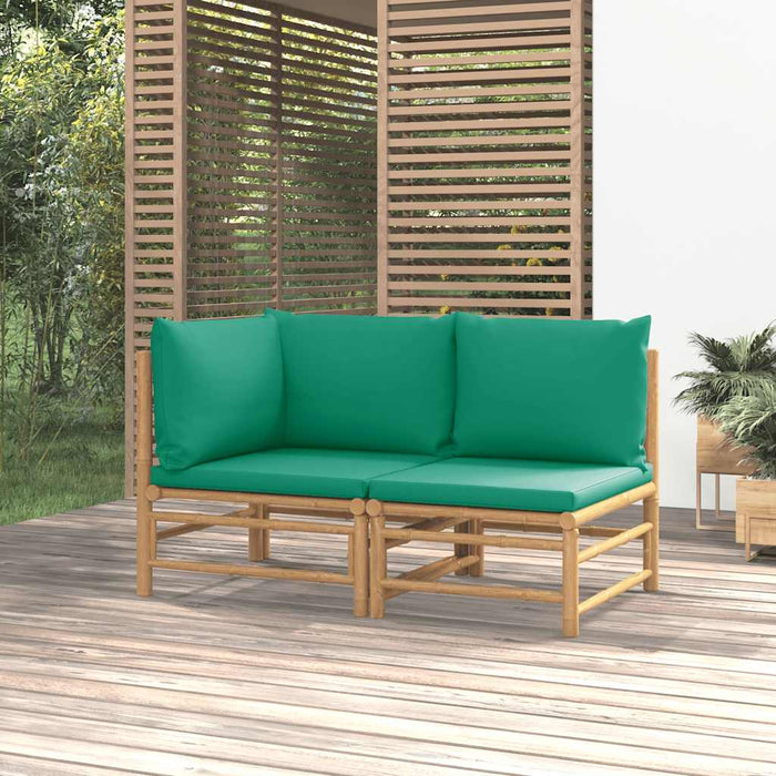 Set mobilier de grădină cu perne verzi, 2 piese, bambus - WALTI WALTI