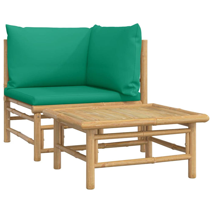 Set mobilier de grădină cu perne verzi, 2 piese, bambus - WALTI WALTI