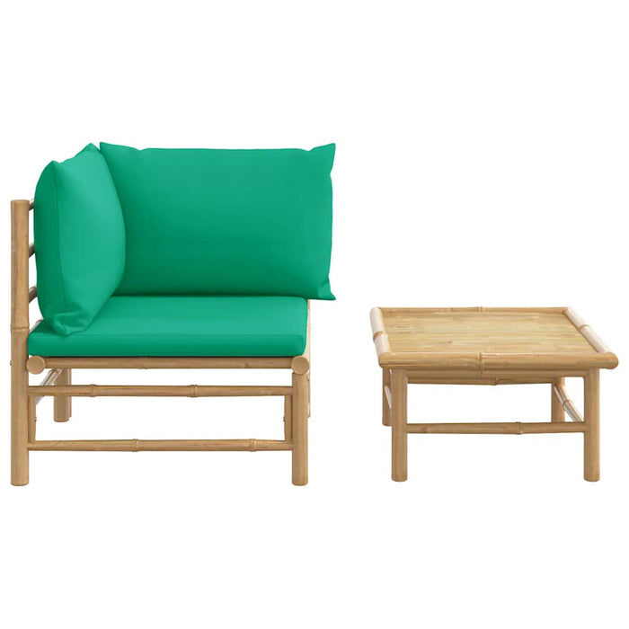 Set mobilier de grădină cu perne verzi, 2 piese, bambus - WALTI WALTI