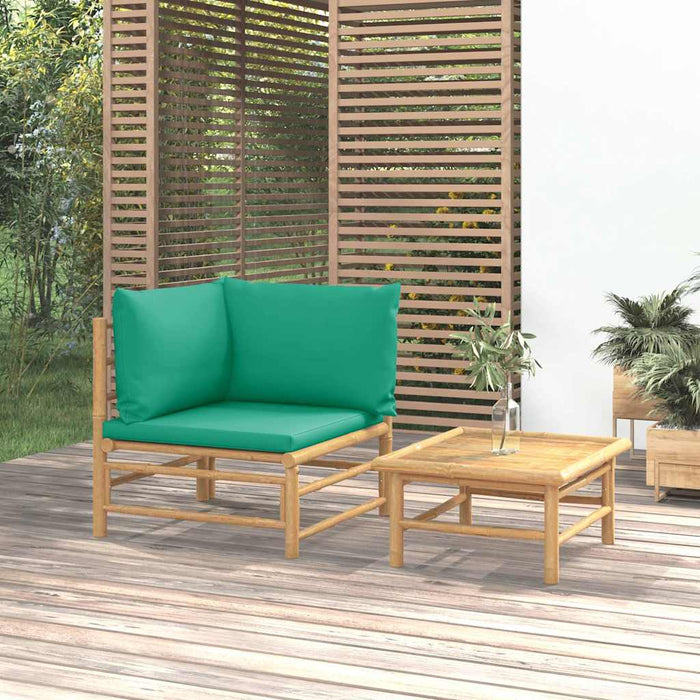 Set mobilier de grădină cu perne verzi, 2 piese, bambus - WALTI WALTI