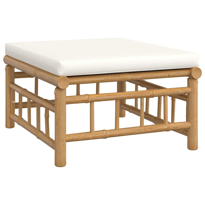 Set mobilier de grădină, cu perne alb crem, 3 piese, bambus - WALTI WALTI